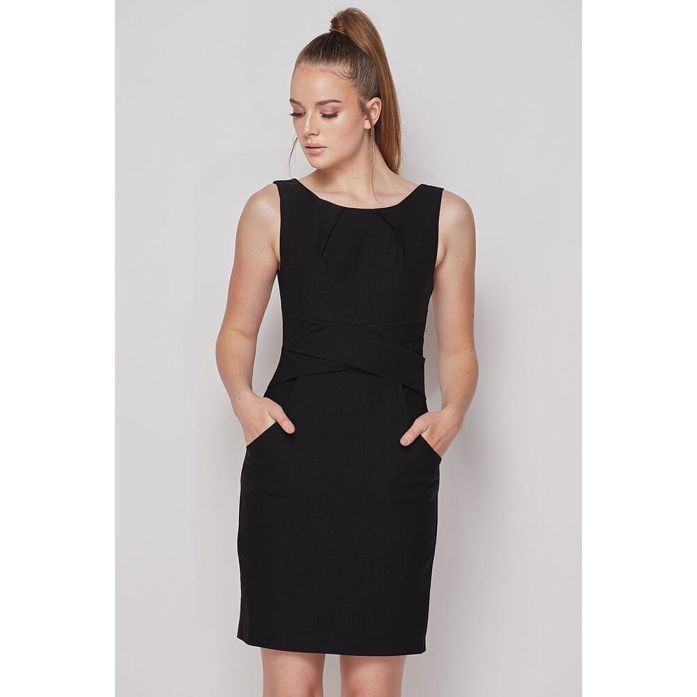 Teeze Me Cross Waist Sheath Career Dress With Pockets Size 1